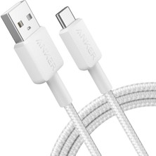 Anker 322 USB-C to USB-A 1.8m Şarj/Data Kablosu - Beyaz - 30W Güç Destekli -  A81H6 (Anker Türkiye Garantili)