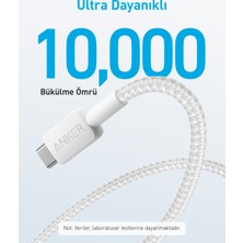 Anker 322 USB-C to USB-A 1.8m Şarj/Data Kablosu - Beyaz - 30W Güç Destekli -  A81H6 (Anker Türkiye Garantili)