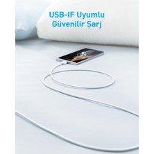 Anker 322 USB-C to USB-A 1.8m Şarj/Data Kablosu - Beyaz - 30W Güç Destekli -  A81H6 (Anker Türkiye Garantili)