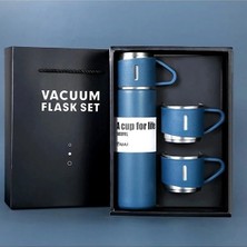 Vacuum Termos Paslanmaz Çelik 3 Bardaklı  Vakumlu Termos Set 500 Ml, 12 Saate Kadar Isı Koruma