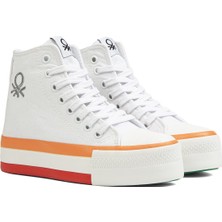 Benetton BN-30944 -  Beyaz Turuncu - Kadın Spor Ayakkabı