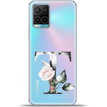 Cupcase Vivo Y21S Kılıf Esnek Silikon Kamera Koruma Kişiye Özel Harfler Flora - T Harfi