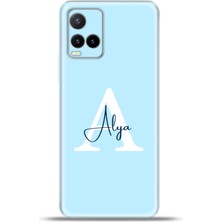 Cupcase Vivo Y21S Kılıf Silikon Esnek Kamera Koruma Kişiye Özel Isim Harf Zao Mavi - A
