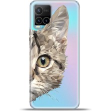 Cupcase Vivo Y21S Kılıf Esnek Silikon Kamera Koruma 4K Desenli Özel Tasarım - Kedi Prisma