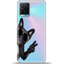 Cupcase Vivo Y21S Kılıf Esnek Silikon Kamera Koruma 4K Desenli Özel Tasarım - Hi Guys Pug