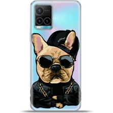 Cupcase Vivo Y21S Kılıf Esnek Silikon Kamera Koruma 4K Desenli Özel Tasarım - Rap Pug