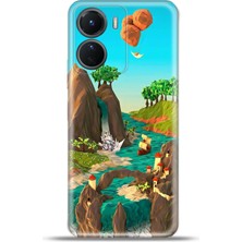 Cupcase Vivo Y16 Kılıf Esnek Silikon Kamera Koruma 4K Desenli Özel Tasarım - Balon Gezisi