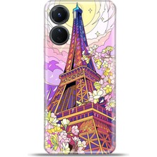 Cupcase Vivo Y16 Kılıf Esnek Silikon Kamera Koruma 4K Desenli Özel Tasarım - Eifel Kulesi