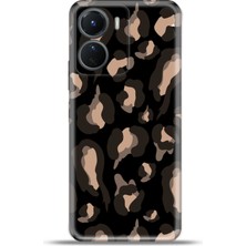 Cupcase Vivo Y16 Kılıf Esnek Silikon Kamera Koruma 4K Desenli Özel Tasarım - Kahverengi Leopar