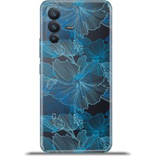 Cupcase Vivo V23 5g Kılıf Esnek Silikon Kamera Koruma 4K Desenli Özel Tasarım - Masmavi Çiçek