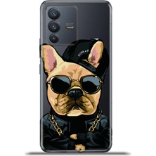 Cupcase Vivo V23 5g Kılıf Esnek Silikon Kamera Koruma 4K Desenli Özel Tasarım - Rap Pug