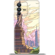 Cupcase Vivo V23 5g Kılıf Esnek Silikon Kamera Koruma 4K Desenli Özel Tasarım - Liberty Statue