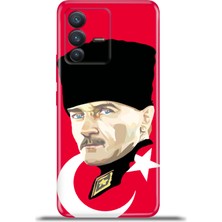 Cupcase Vivo V23 5g Kılıf Esnek Silikon Kamera Koruma 4K Desenli Özel Tasarım - Türkbayrağıatatürk