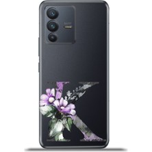 Cupcase Vivo V23 5g Kılıf Esnek Silikon Kamera Koruma Kişiye Özel Harfler Flora - K Harfi