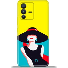 Cupcase Vivo V23 5g Kılıf Esnek Silikon Kamera Koruma 4K Desenli Özel Tasarım - Hepburn
