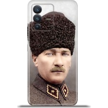 Cupcase Vivo V23 5g Kılıf Esnek Silikon Kamera Koruma 4K Desenli Özel Tasarım - Kalpaklı Atatürk