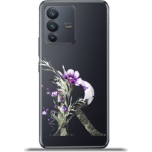 Cupcase Vivo V23 5g Kılıf Esnek Silikon Kamera Koruma Kişiye Özel Harfler Flora - R Harfi