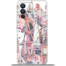 Cupcase Vivo V23 5g Kılıf Esnek Silikon Kamera Koruma 4K Desenli Özel Tasarım - Londonycparis