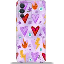 Cupcase Vivo V23 5g Kılıf Esnek Silikon Kamera Koruma 4K Desenli Özel Tasarım - Lila