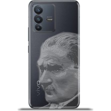 Cupcase Vivo V23 5g Kılıf Esnek Silikon Kamera Koruma 4K Desenli Özel Tasarım - Atatürk Çizgi