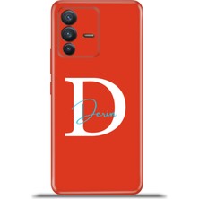 Cupcase Vivo V23 5g Kılıf Silikon Esnek Kamera Koruma Kişiye Özel Isim Harf Zao Kırmızı - D