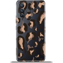 Cupcase Vivo V23 5g Kılıf Esnek Silikon Kamera Koruma 4K Desenli Özel Tasarım - Kahverengi Leopar