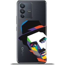 Cupcase Vivo V23 5g Kılıf Esnek Silikon Kamera Koruma 4K Desenli Özel Tasarım - Chaplin