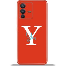 Cupcase Vivo V23 5g Kılıf Silikon Esnek Kamera Koruma Kişiye Özel Isim Harf Zao Kırmızı - Y