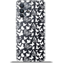 Cupcase Vivo V23 5g Kılıf Esnek Silikon Kamera Koruma 4K Desenli Özel Tasarım - Beyaz Kelebekler
