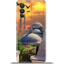 Cupcase Vivo V23 5g Kılıf Esnek Silikon Kamera Koruma 4K Desenli Özel Tasarım - Kızıl Istanbul