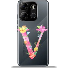 Cupcase Tecno Spark Go 2023 Kılıf Esnek Silikon Kamera Koruma Kişiye Özel Harfler Kai - V Harfi