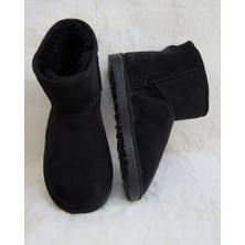 Miel Kadın/Kız Gri Mini Süet Bot İçi Kürklü Kışlık Bot & Bootie