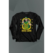 Kendim Seçtim John Cena Wwe Logo Never Give Up Amerikan Güreşi Uzun Kollu Tişört Baskılı T-Shirt