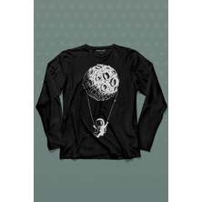 Kendim Seçtim Uçan Balon Gezegen Minimal Astronot Uzay Urban Cosmos Uzun Kollu Tişört Baskılı T-Shirt