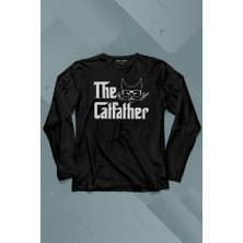 Kendim Seçtim The Godfather Cat Father Catfather Baba Kedi Uzun Kollu Tişört Baskılı T-Shirt