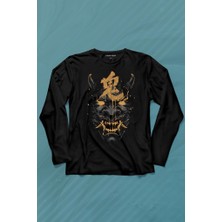 Kendim Seçtim Mask Hannya Demon Maske Japonca Japanese Uzun Kollu Tişört Baskılı T-Shirt