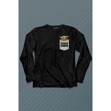 Kendim Seçtim  The Mandalorian Bebek Yoda Cep Tasarımı Uzun Kollu Tişört Baskılı T-Shirt