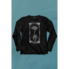 Kendim Seçtim Kum Saati Kalp Beyin Aşk Mantık Uzun Kollu Tişört Baskılı T-Shirt