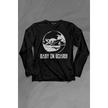 Kendim Seçtim Baby On Board Yoda Star Wars Bebek Mandalorian Jedi Uzun Kollu Tişört Baskılı T-Shirt