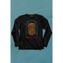 Kendim Seçtim Dragon Japanese Urban Drake Ejder Japonca Uzak Doğu Uzun Kollu Tişört Baskılı T-Shirt