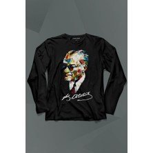 Kendim Seçtim Karizma Gözlüklü Gazi Mustafa Kemal Atatürk Portresi Uzun Kollu Tişört Baskılı T-Shirt