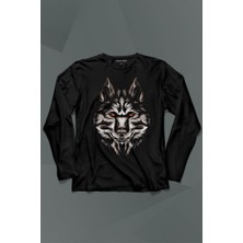Kendim Seçtim Kurt Kafası Wolf Head Bozkurt Kırmızı Gözlü Uzun Kollu Tişört Baskılı T-Shirt