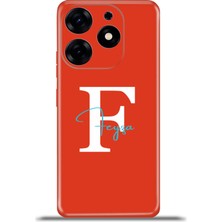 Cupcase Tecno Spark 10 Pro Kılıf Silikon Esnek Kamera Koruma Kişiye Özel Isim Harf Zao Kırmızı - F
