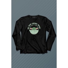 Kendim Seçtim Baby Yoda The Mandalorian Star Wars Bebek Yoda Uzun Kollu Tişört Baskılı T-Shirt