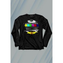 Kendim Seçtim No Signal Teletex Nostalji Tv Tele Tex Uzun Kollu Tişört Baskılı T-Shirt