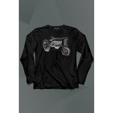 Kendim Seçtim Antika Traktör Silüet Tarım Çiftçi Farmer Uzun Kollu Tişört Baskılı T-Shirt