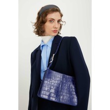 ROMAN Kroko Desen Çanta (%100 deri) Lacivert K2481203_015