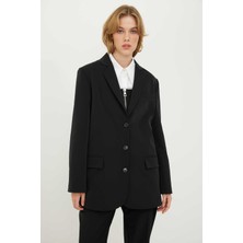 ROMAN 3 Düğmeli Erkek Yaka Klasik Ceket Siyah K2416024_001