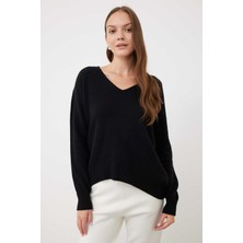 ROMAN Kaşmir ve Yün Karışımlı V Yaka Kazak Siyah K2471011_001