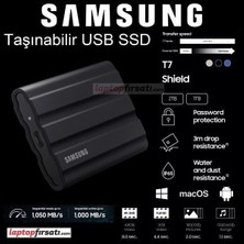 Samsung T7 Shield 1TB MU-PE1T0S/WW 1050MB - 1000MB USB 3.2 SSD - Siyah